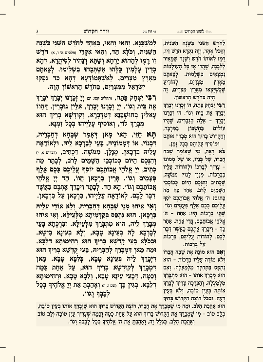 זוהר לשון הקודש - עמוד 3 לדוגמה