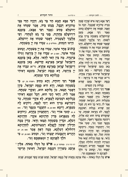 זוהר לשון הקודש - עמוד 7 לדוגמה